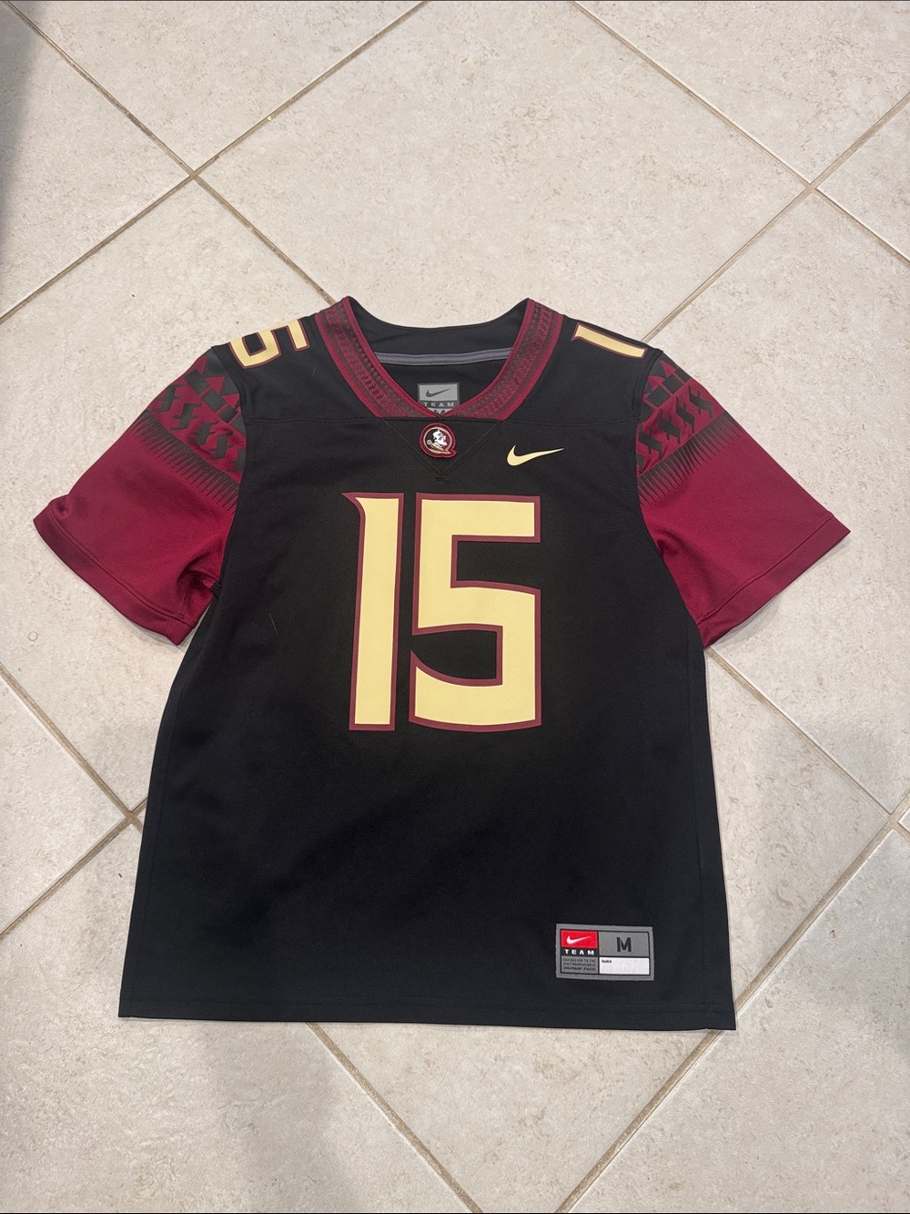 Nike Kids FSU Black, Garnet & Gold Football Jersey with Number 15